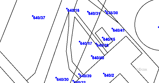 Parcela st. 640/17 v KÚ Blíževedly, Katastrální mapa