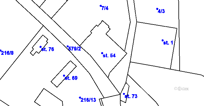 Parcela st. 54 v KÚ Hvězda pod Vlhoštěm, Katastrální mapa