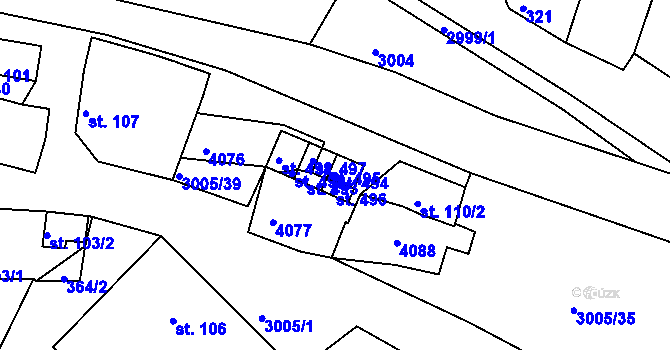 Parcela st. 494 v KÚ Ves Blížkovice, Katastrální mapa
