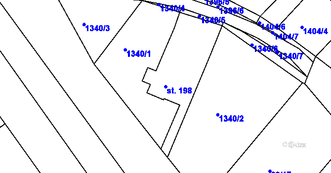 Parcela st. 198 v KÚ Městys Blížkovice, Katastrální mapa