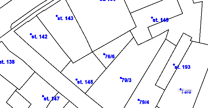 Parcela st. 76/6 v KÚ Městys Blížkovice, Katastrální mapa