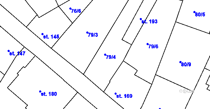 Parcela st. 79/4 v KÚ Městys Blížkovice, Katastrální mapa