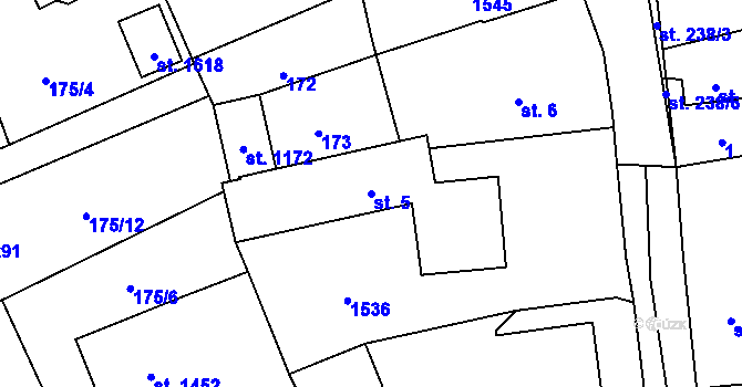 Parcela st. 5 v KÚ Blovice, Katastrální mapa