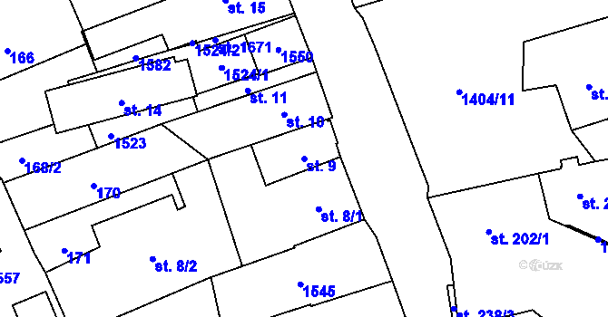 Parcela st. 9 v KÚ Blovice, Katastrální mapa