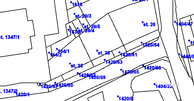 Parcela st. 28 v KÚ Blovice, Katastrální mapa