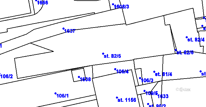 Parcela st. 82/5 v KÚ Blovice, Katastrální mapa