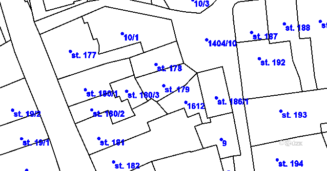 Parcela st. 179 v KÚ Blovice, Katastrální mapa