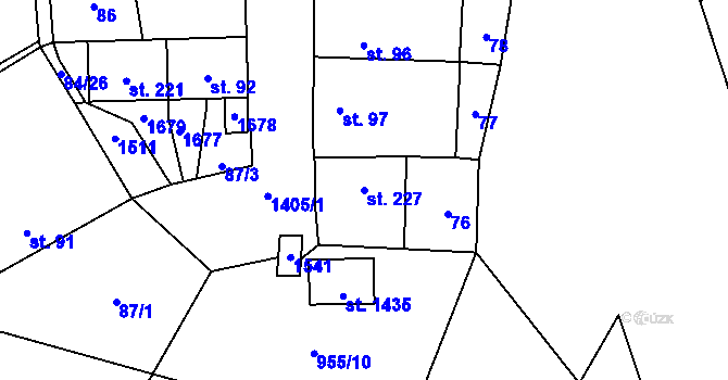 Parcela st. 227 v KÚ Blovice, Katastrální mapa