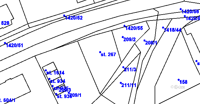 Parcela st. 267 v KÚ Blovice, Katastrální mapa