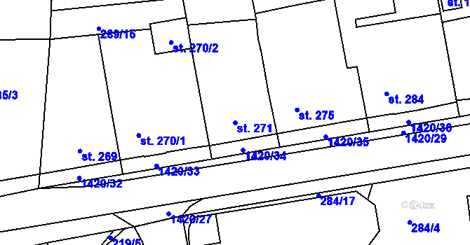 Parcela st. 271 v KÚ Blovice, Katastrální mapa