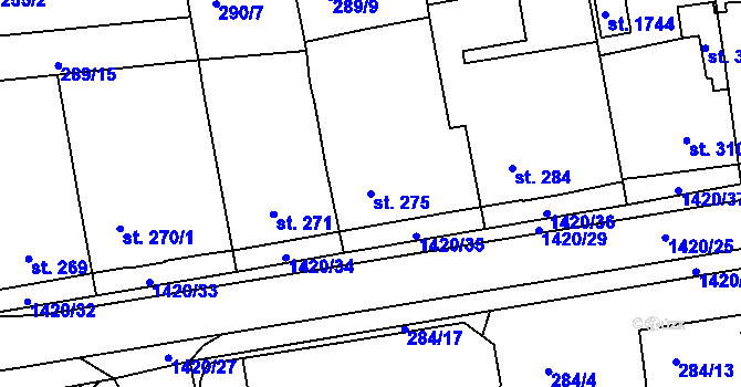 Parcela st. 275 v KÚ Blovice, Katastrální mapa