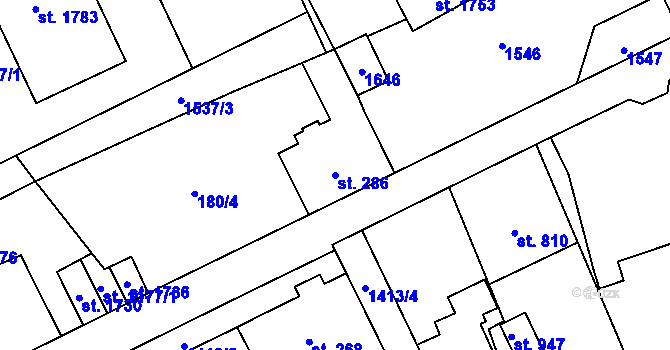 Parcela st. 286 v KÚ Blovice, Katastrální mapa
