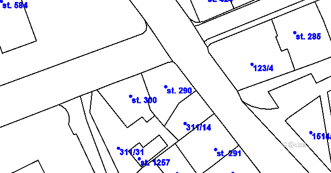 Parcela st. 290 v KÚ Blovice, Katastrální mapa