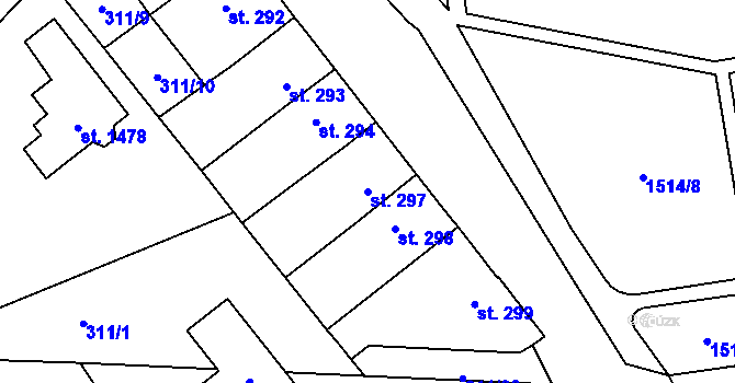 Parcela st. 297 v KÚ Blovice, Katastrální mapa