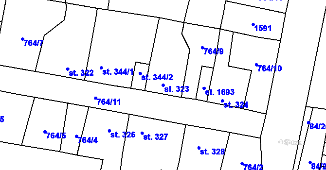 Parcela st. 323 v KÚ Blovice, Katastrální mapa