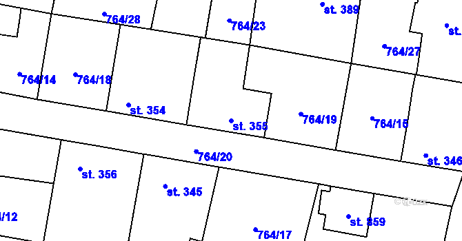 Parcela st. 355 v KÚ Blovice, Katastrální mapa