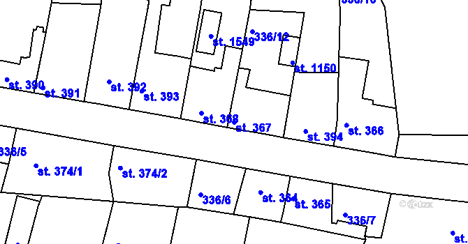 Parcela st. 367 v KÚ Blovice, Katastrální mapa