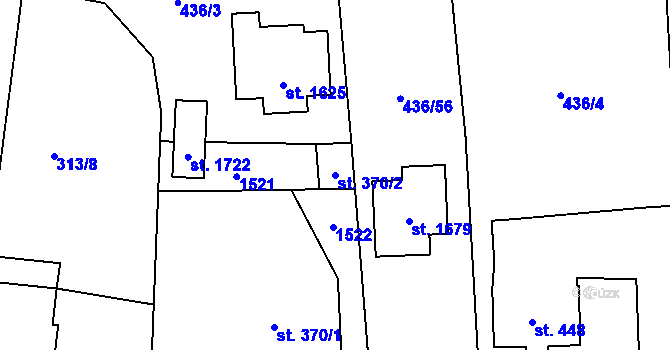 Parcela st. 370/2 v KÚ Blovice, Katastrální mapa
