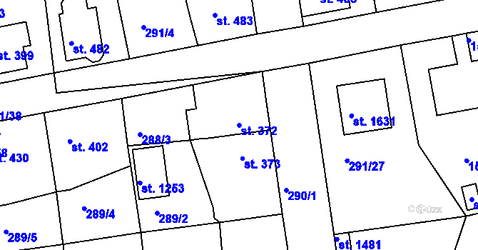 Parcela st. 372 v KÚ Blovice, Katastrální mapa