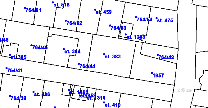 Parcela st. 383 v KÚ Blovice, Katastrální mapa
