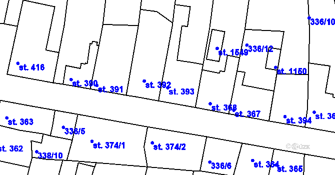 Parcela st. 393 v KÚ Blovice, Katastrální mapa