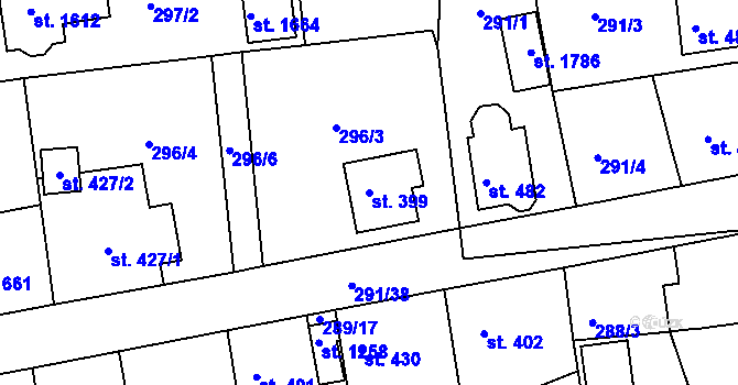 Parcela st. 399 v KÚ Blovice, Katastrální mapa