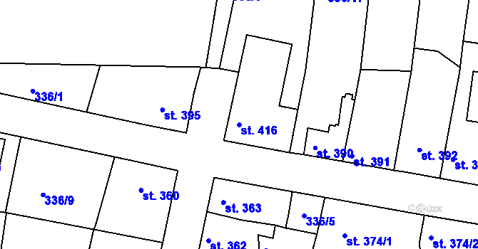 Parcela st. 416 v KÚ Blovice, Katastrální mapa
