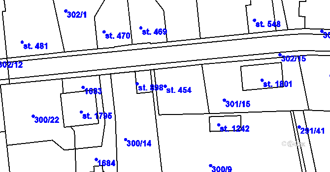 Parcela st. 454 v KÚ Blovice, Katastrální mapa