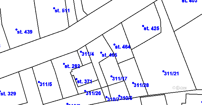 Parcela st. 465 v KÚ Blovice, Katastrální mapa