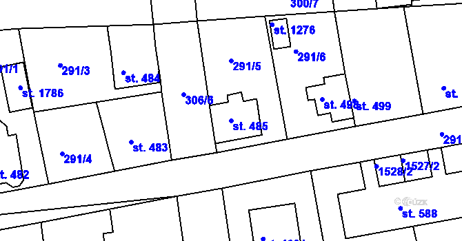 Parcela st. 485 v KÚ Blovice, Katastrální mapa