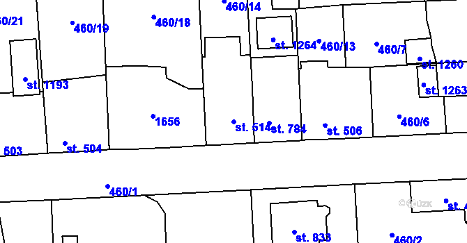 Parcela st. 514 v KÚ Blovice, Katastrální mapa