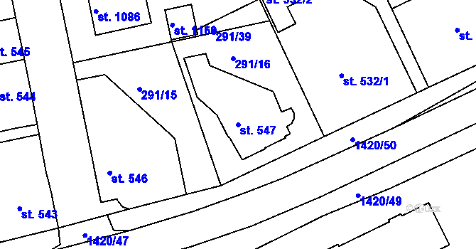 Parcela st. 547 v KÚ Blovice, Katastrální mapa