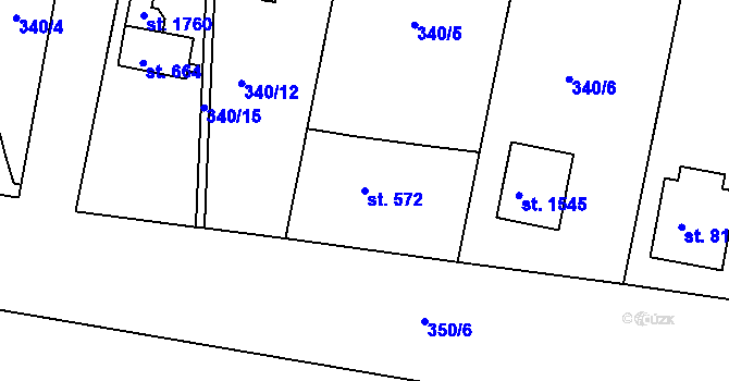 Parcela st. 572 v KÚ Blovice, Katastrální mapa