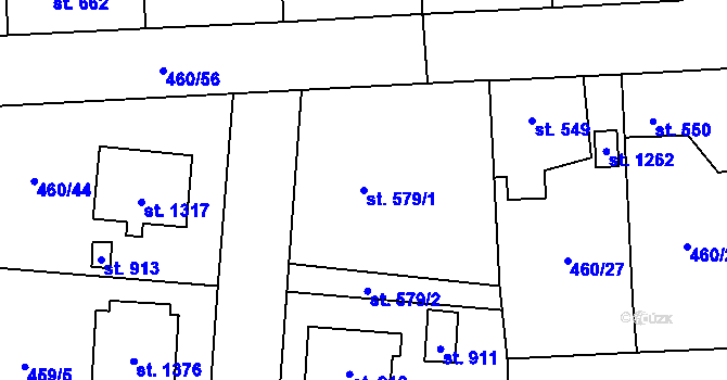 Parcela st. 579/1 v KÚ Blovice, Katastrální mapa