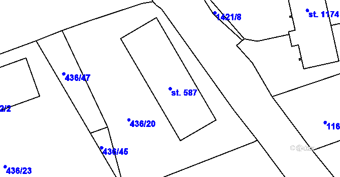 Parcela st. 587 v KÚ Blovice, Katastrální mapa