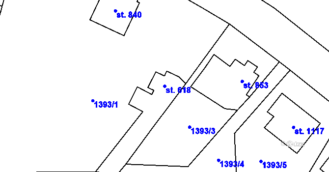 Parcela st. 618 v KÚ Blovice, Katastrální mapa