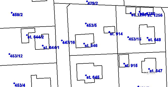Parcela st. 646 v KÚ Blovice, Katastrální mapa