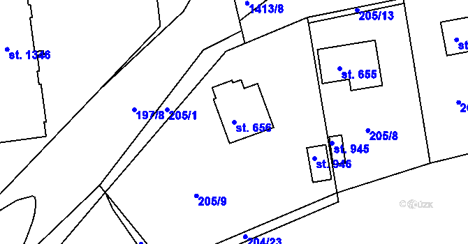 Parcela st. 656 v KÚ Blovice, Katastrální mapa