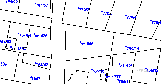 Parcela st. 666 v KÚ Blovice, Katastrální mapa