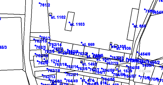 Parcela st. 669 v KÚ Blovice, Katastrální mapa