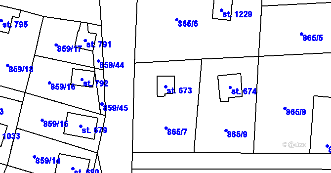 Parcela st. 673 v KÚ Blovice, Katastrální mapa