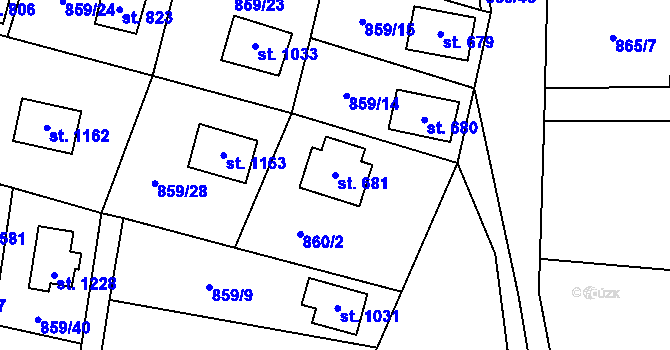 Parcela st. 681 v KÚ Blovice, Katastrální mapa