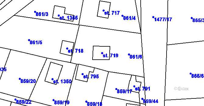 Parcela st. 719 v KÚ Blovice, Katastrální mapa