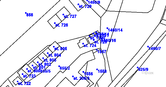 Parcela st. 724 v KÚ Blovice, Katastrální mapa