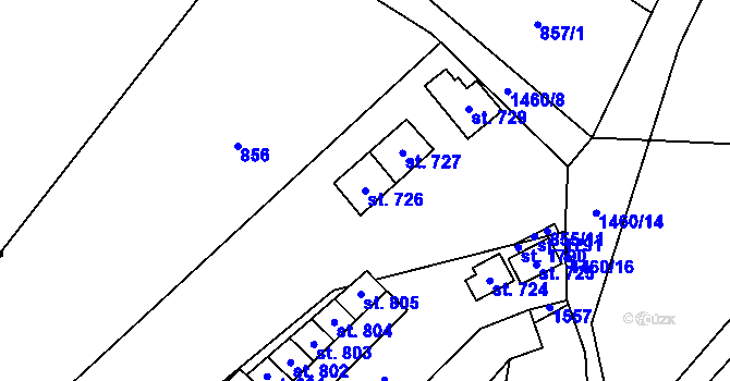 Parcela st. 726 v KÚ Blovice, Katastrální mapa