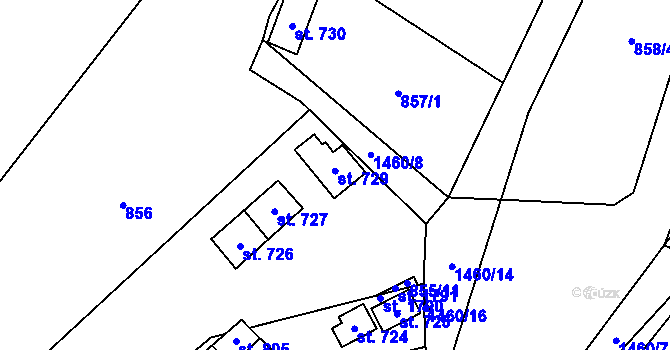 Parcela st. 729 v KÚ Blovice, Katastrální mapa
