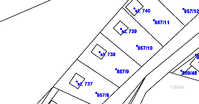 Parcela st. 738 v KÚ Blovice, Katastrální mapa