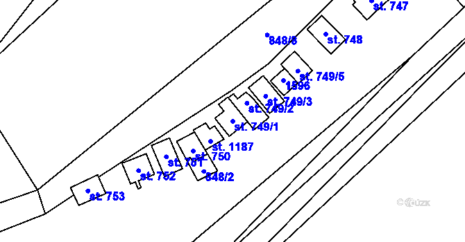 Parcela st. 749/1 v KÚ Blovice, Katastrální mapa
