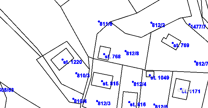 Parcela st. 768 v KÚ Blovice, Katastrální mapa