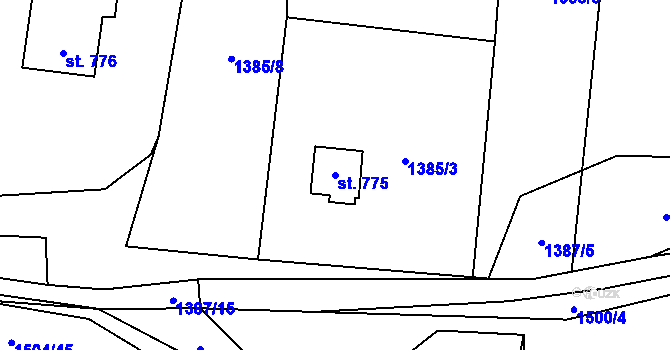 Parcela st. 775 v KÚ Blovice, Katastrální mapa